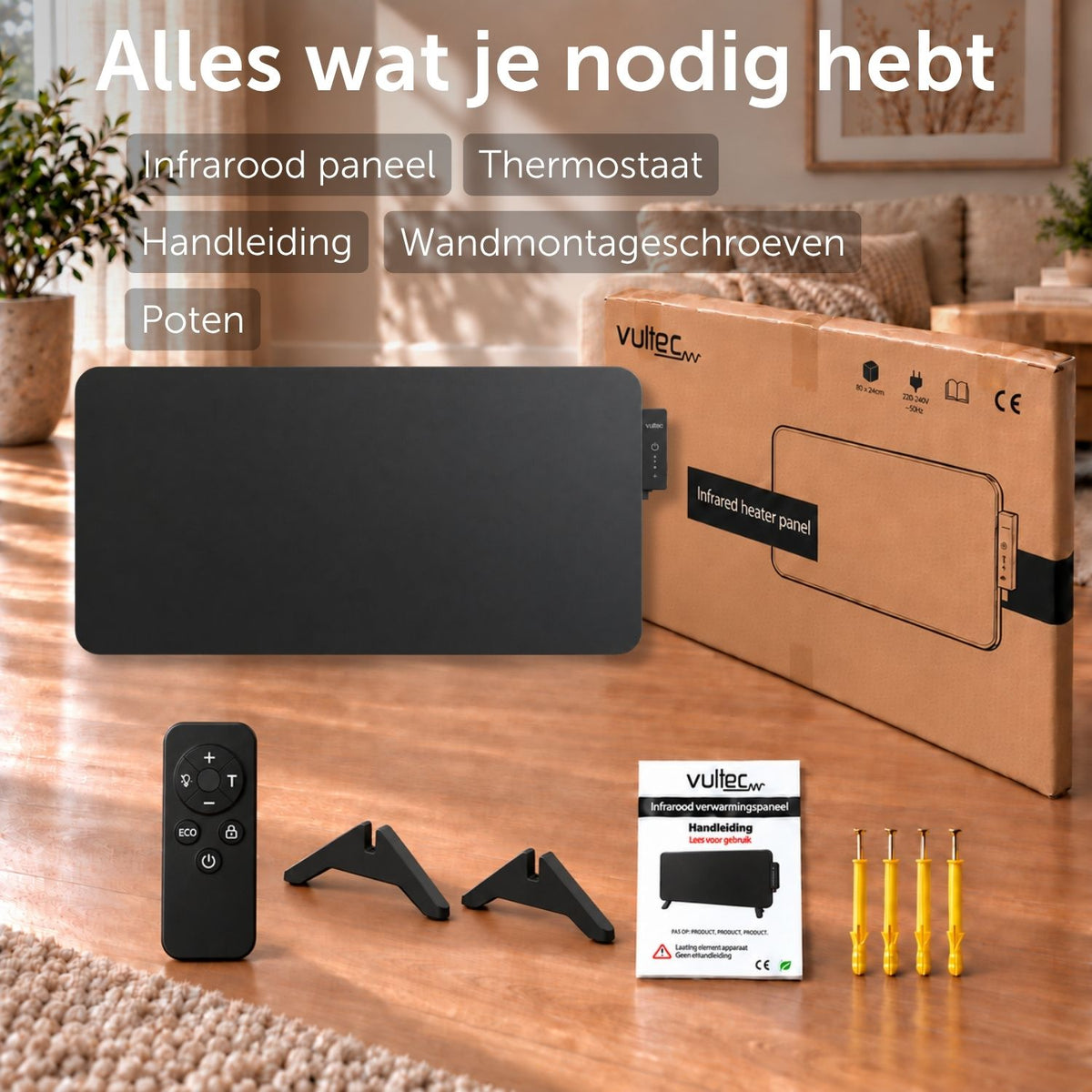 Infraroodpaneel M450 – 450W met Wifi - Vrijstaand - Zwart