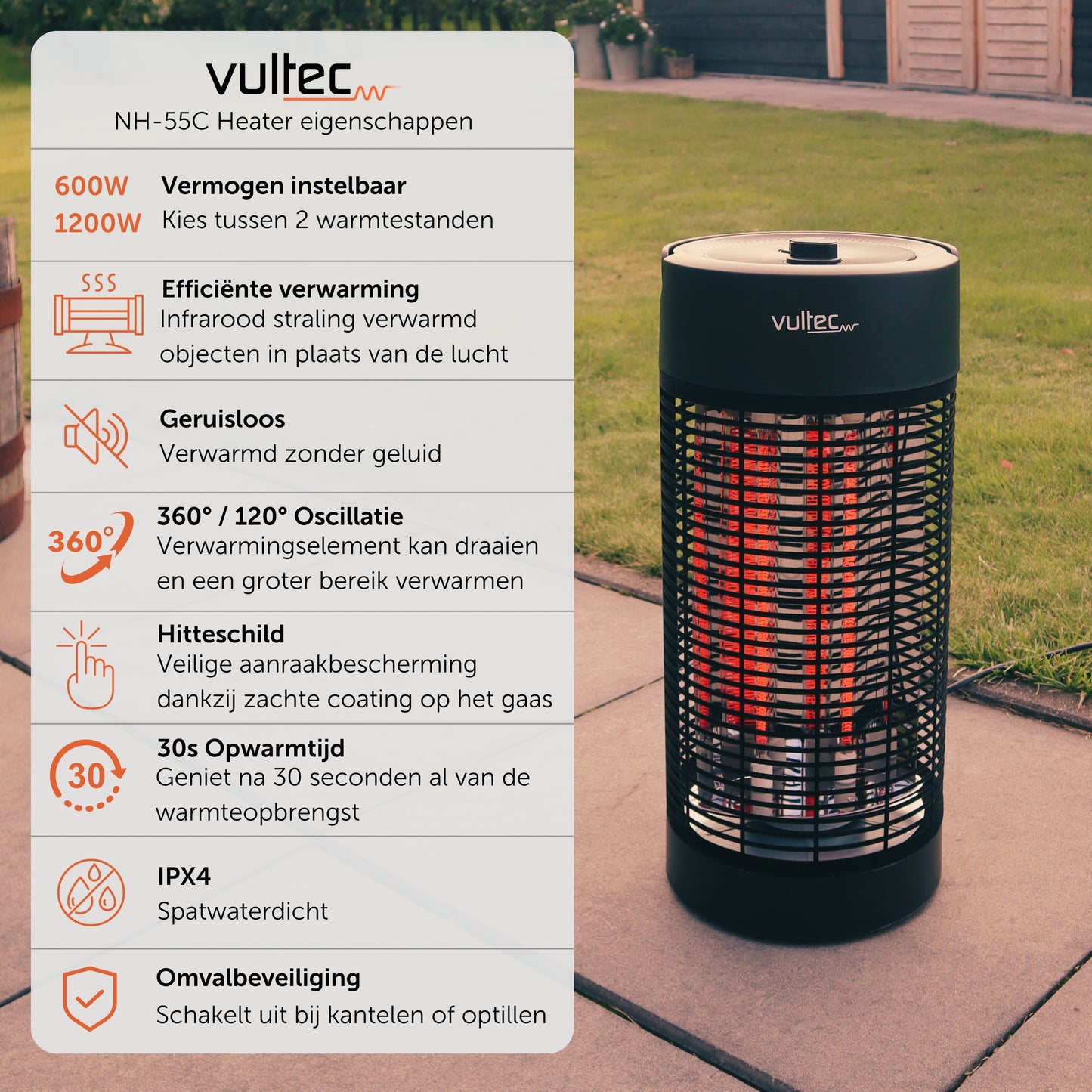 Elektrische Heater - Terrasverwarmer - 1200W