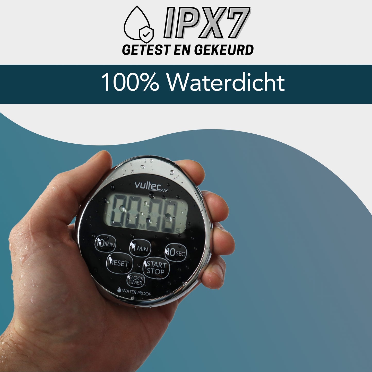 Douchetimer T5 - Digitale waterdichte timer - IPX7 - Douche zandloper