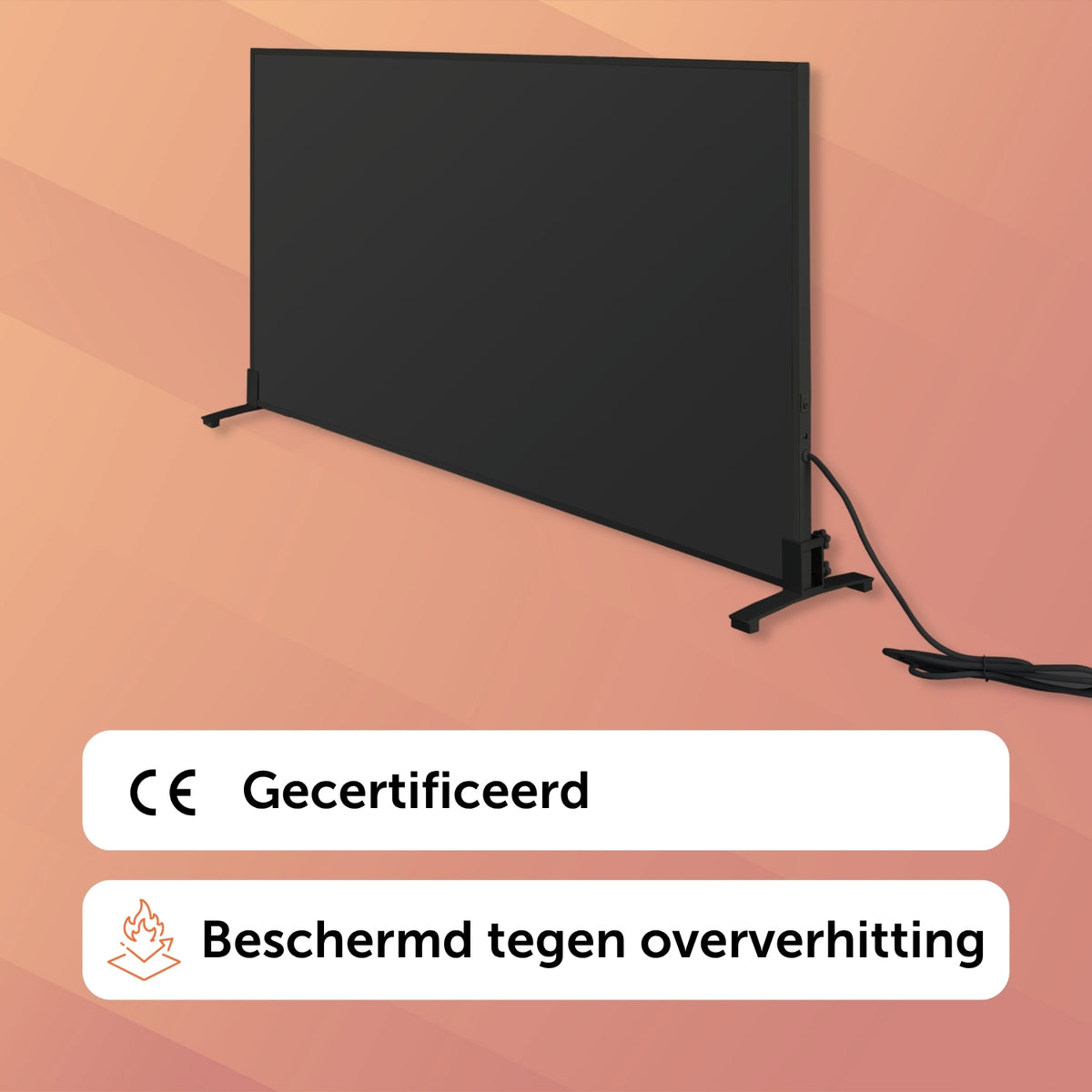 Infraroodpaneel P1000TB – 1000W met Wifi - Vrijstaand - Zwart