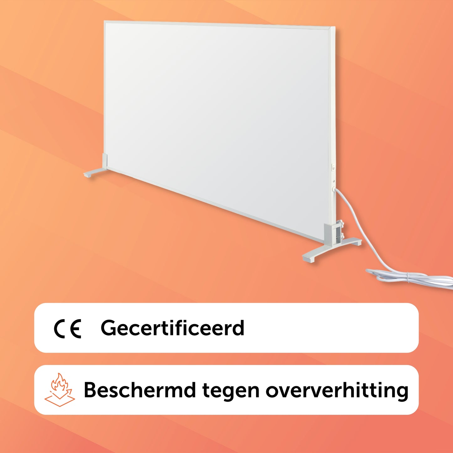 Infrarood Paneel 450 Watt met Wifi Thermostaat - Vrijstaand - Elektrische verwarming - Wit