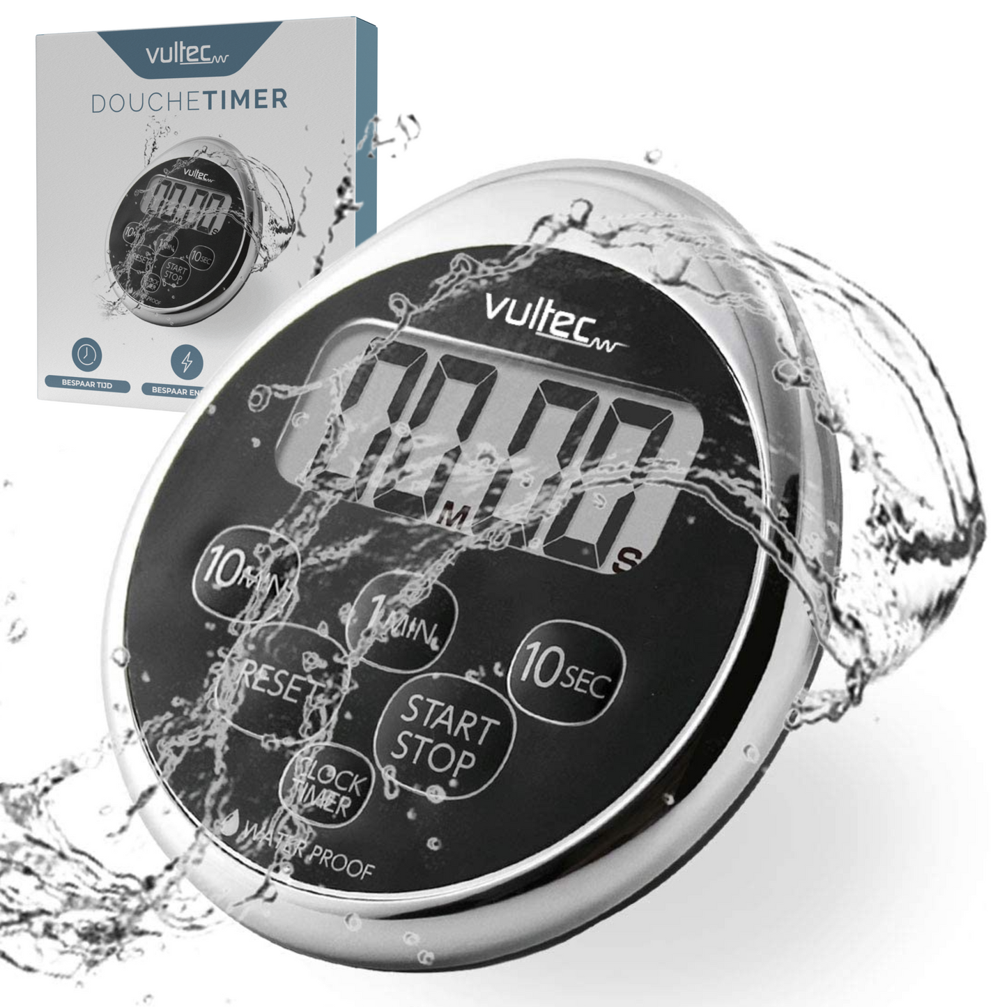 Douchetimer T5 - Digitale waterdichte timer - IPX7 - Douche zandloper