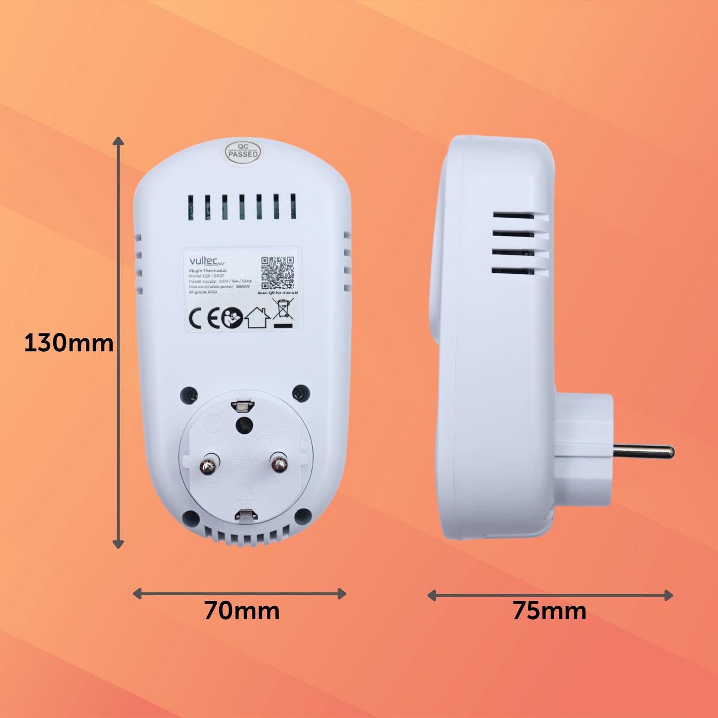 Infrarood Paneel 800W met IQP Wifi Thermostaat - Elektrische verwarming - Vrijstaand - Zwart