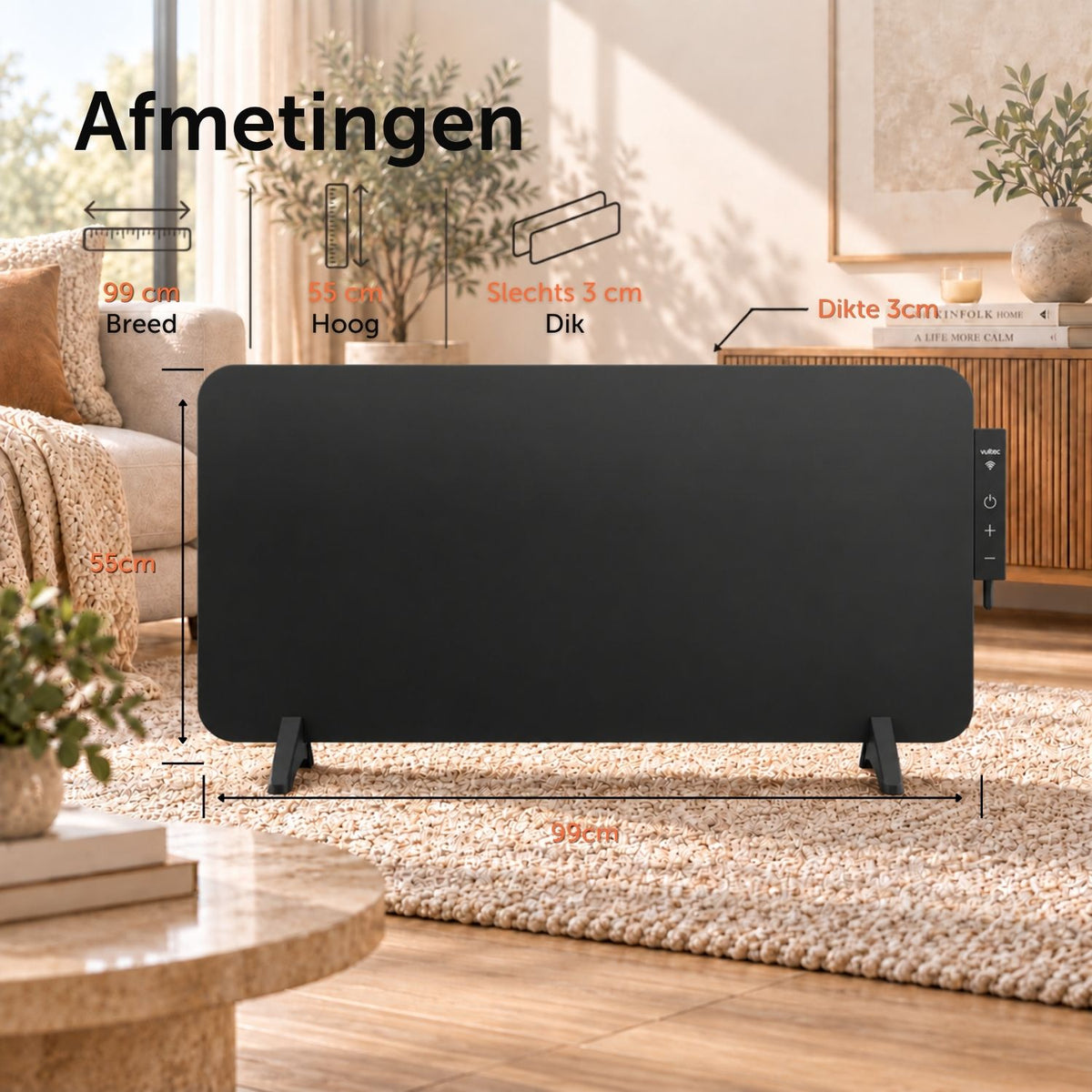 Infraroodpaneel M750 – 750W met Wifi - Vrijstaand - Zwart