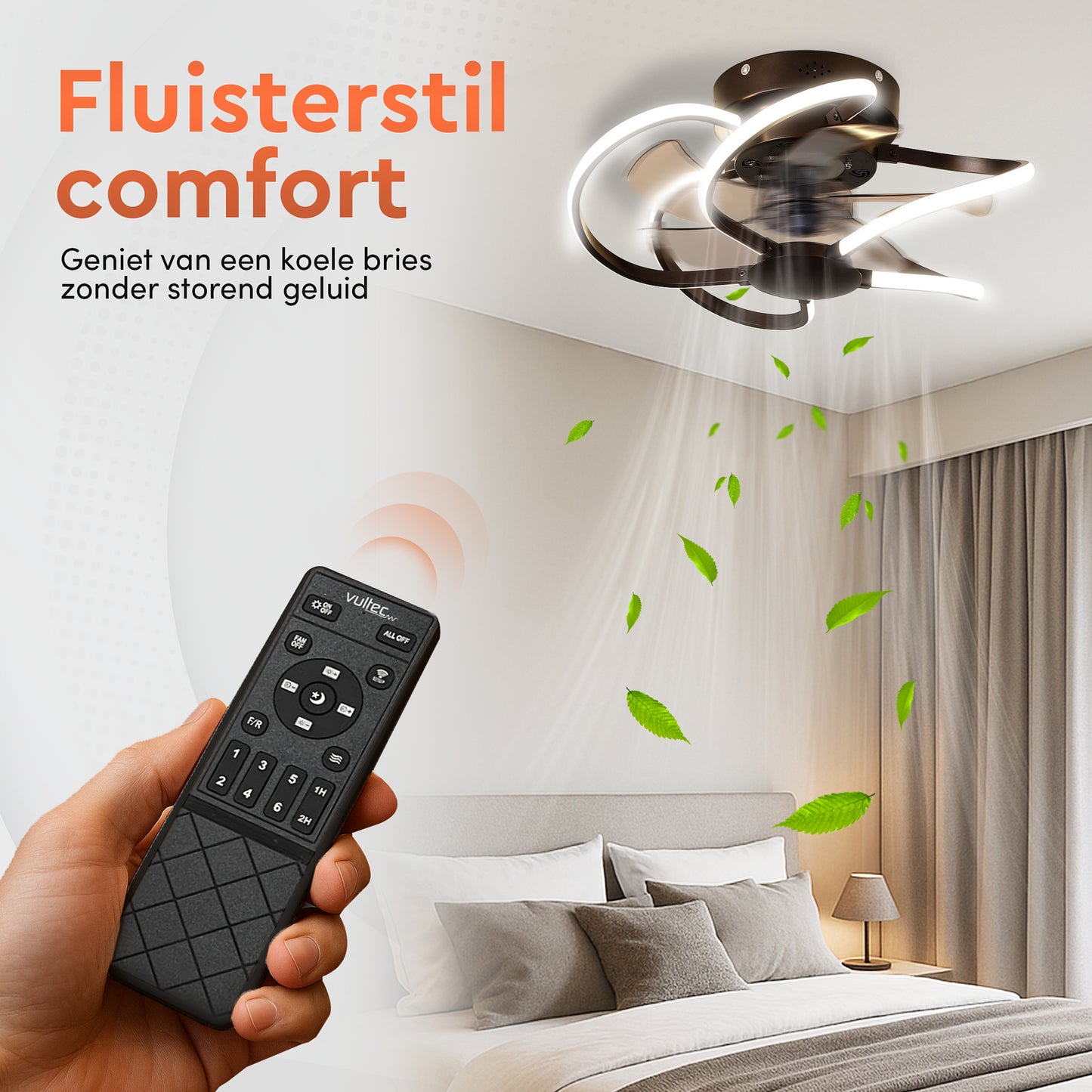 FLOREAT Plafondventilator met verlichting - Zwart