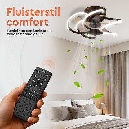FLOREAT Plafondventilator met verlichting - Zwart