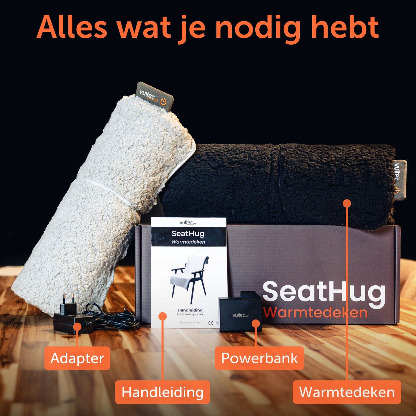 Seathug draadloos warmtedeken - Elektrisch deken voor stoel - Oplaadbaar - Wit