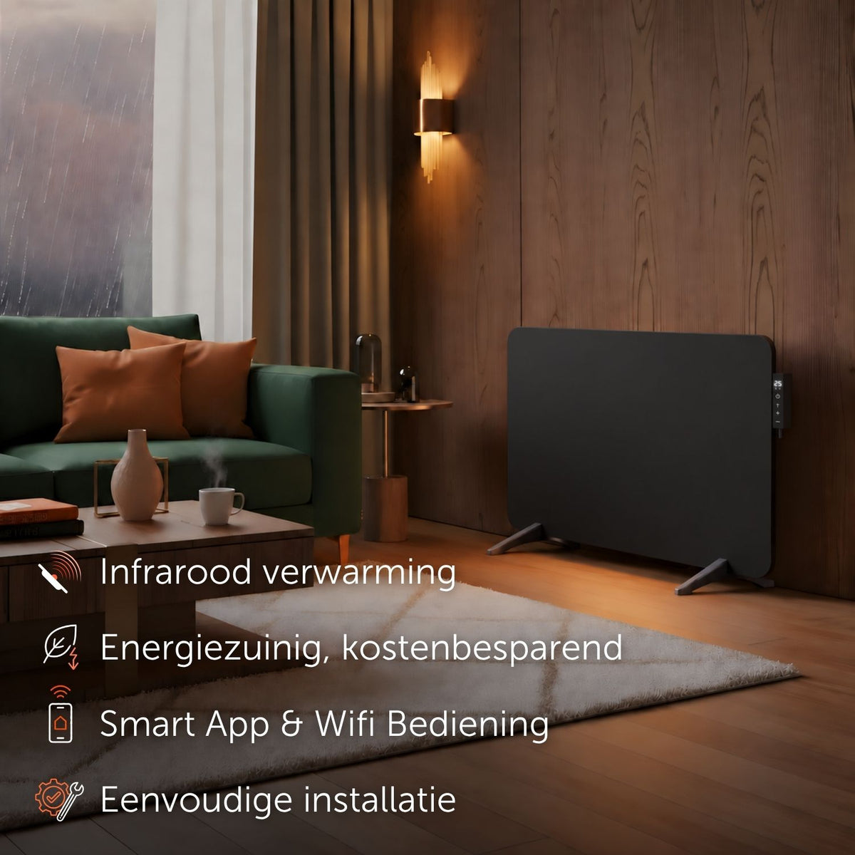 Infraroodpaneel M750 – 750W met Wifi - Vrijstaand - Zwart