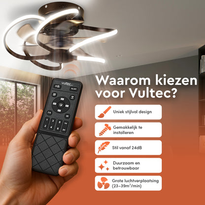 FLOREAT Plafondventilator met verlichting - Zwart