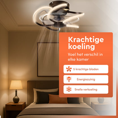 FLOREAT Plafondventilator met verlichting - Zwart