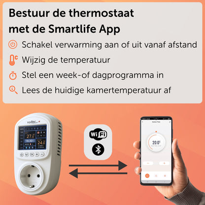 Vultec IQP Thermostaat - Smart Wifi thermostaat - programmeerbaar - Plugin - Stekker