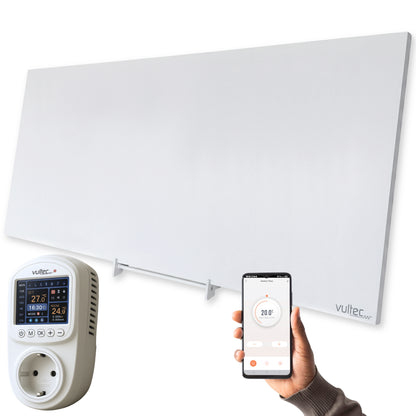 Infrarood Verwarmingspaneel F1100 met IQP Wifi Thermostaat - 1100 Watt - Elektrische verwarming - Vrijstaand - Wit