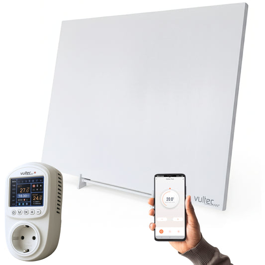 Infrarood Verwarmingspaneel F450 met IQP Wifi Thermostaat - 450 Watt - Elektrische verwarming - Vrijstaand - Wit