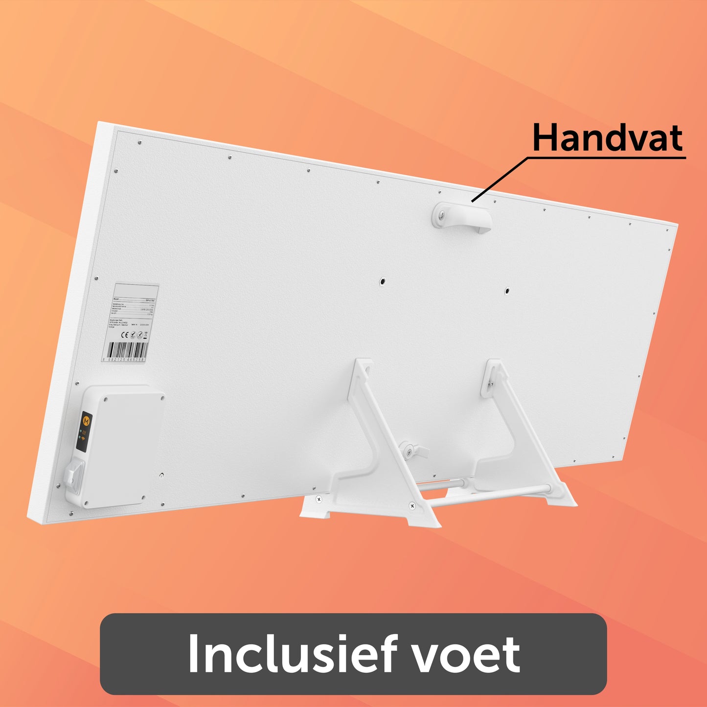 Infrarood Verwarmingspaneel F1100 met IQP Wifi Thermostaat - 1100 Watt - Elektrische verwarming - Vrijstaand - Wit
