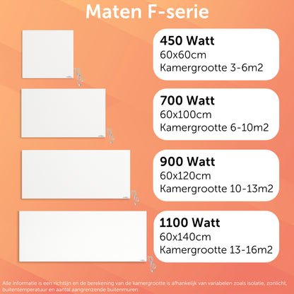 Infrarood Verwarmingspaneel F700 - 700Watt - Elektrische verwarming - Vrijstaand - Wit