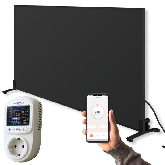 Infrarood Paneel 800W met IQP Wifi Thermostaat - Elektrische verwarming - Vrijstaand - Zwart