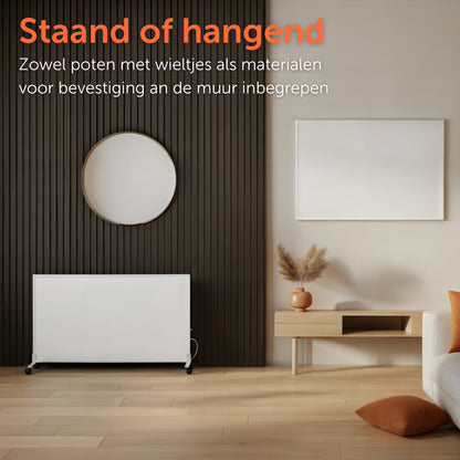 Infrarood Paneel 800 Watt met Wifi Thermostaat - Vrijstaand - Elektrische verwarming - Wit