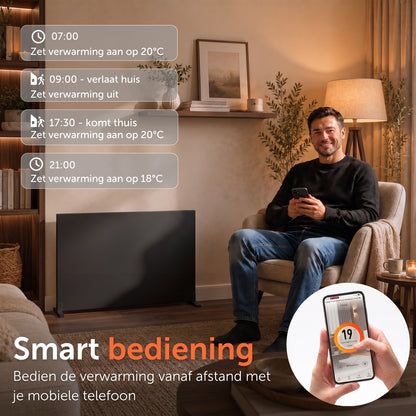 Infraroodpaneel P1000TB – 1000W met Wifi - Vrijstaand - Zwart