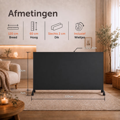 Infraroodpaneel P1000TB – 1000W met Wifi - Vrijstaand - Zwart