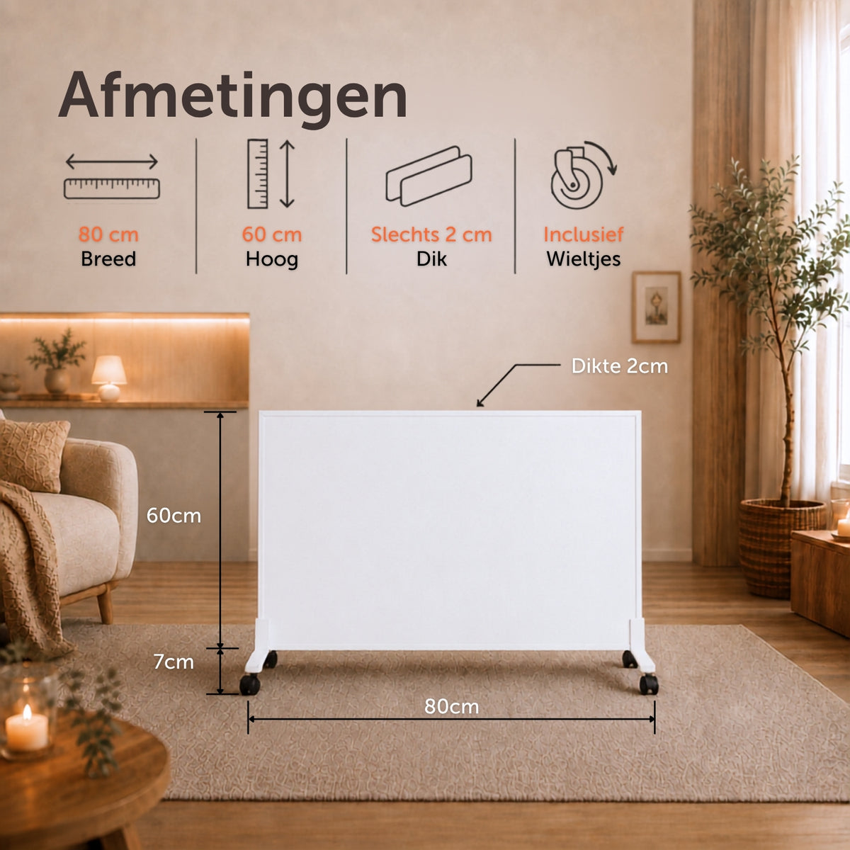 Infraroodpaneel P450 – 450W met Wifi - Vrijstaand - Wit
