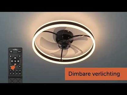 FLOREAT Plafondventilator met verlichting - Zwart