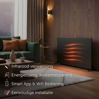 Infraroodpaneel P1000TB – 1000W met Wifi - Vrijstaand - Zwart